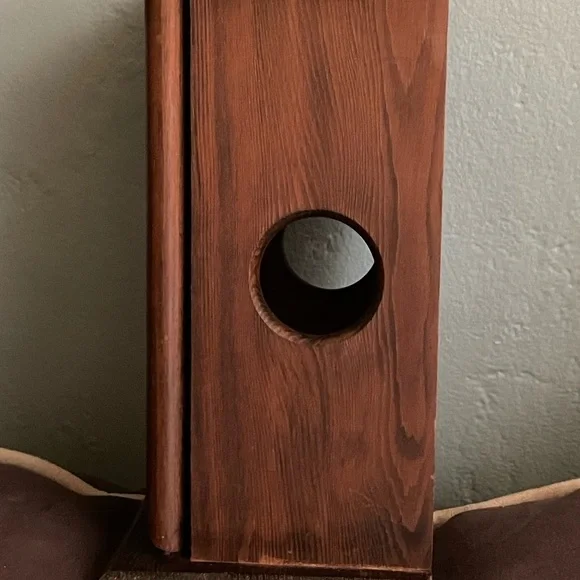 Vintage Wooden Box Stained Glass Butterfly Candle Holder - Picture 3 of 6